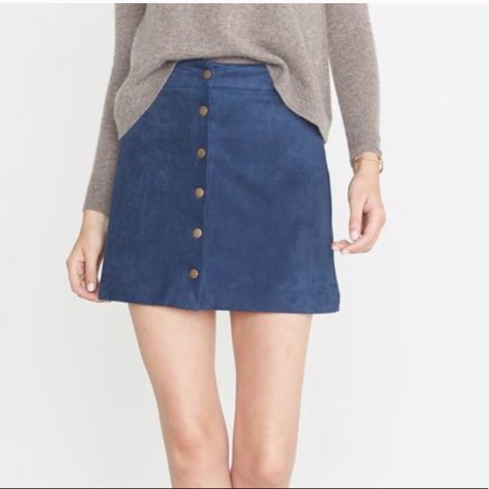 Marine Layer Navy Blue Button Skirt